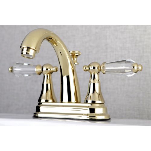  Kingston Brass KS7612WLL Wilshire 4-Inch Centerset Lavatory Faucet Pop-Up, 4-3/4 in Spout Reach, Polished Brass