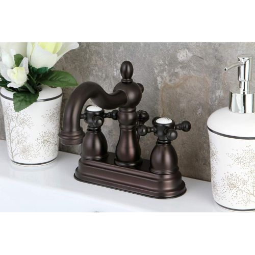  Kingston Brass KB1605BX Heritage 4-Inch Centerset Lavatory Faucet with Metal Cross Handle, Oil Rubbed Bronze
