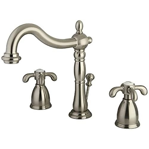  Kingston Brass KB1978TX French Country Widespread Lavatory Faucet, Brushed Nickel