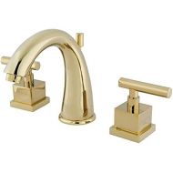 Kingston Brass KS2962CQL Claremont 8-Inch Widespread Lavatory Faucet with Brass Pop-Up, Polished Brass