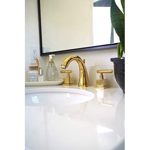  Kingston Brass KS2962CQL Claremont 8-Inch Widespread Lavatory Faucet with Brass Pop-Up, Polished Brass