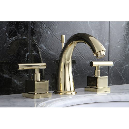  Kingston Brass KS2962CQL Claremont 8-Inch Widespread Lavatory Faucet with Brass Pop-Up, Polished Brass