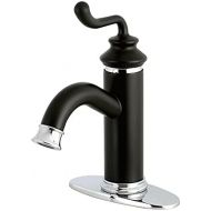 Kingston Brass LS5417RL Royale Lavatory Faucet with Push-Button Drain, 5-1/16 in Spout Reach, Matte Black/Polished Chrome