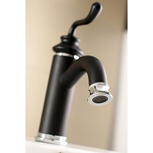  Kingston Brass LS5417RL Royale Lavatory Faucet with Push-Button Drain, 5-1/16 in Spout Reach, Matte Black/Polished Chrome