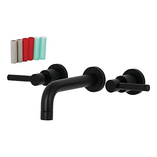  Kingston Brass KS8120DKL Kaiser 8-Inch Center Wall Mount Bathroom Faucet, Matte Black