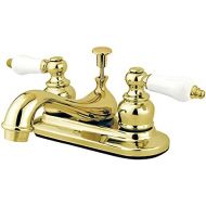 Kingston Brass KB602PL Restoration 4-Inch Centerset Lavatory Faucet with Porcelain Lever Handle, Polished Brass