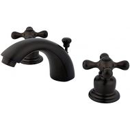 Kingston Brass KB945AX Victorian Mini Widespread Lavatory Faucet with Metal Cross Handle, Oil Rubbed Bronze,4-Inch Adjustable Center