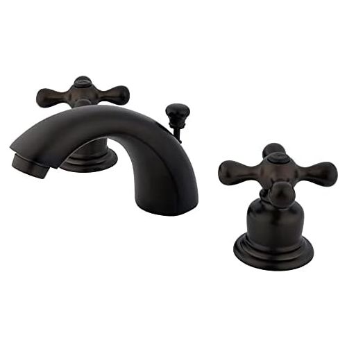  Kingston Brass KB945AX Victorian Mini Widespread Lavatory Faucet with Metal Cross Handle, Oil Rubbed Bronze,4-Inch Adjustable Center