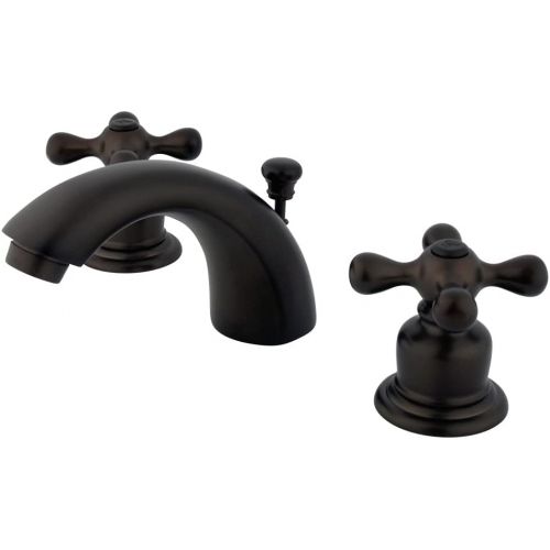  Kingston Brass KB945AX Victorian Mini Widespread Lavatory Faucet with Metal Cross Handle, Oil Rubbed Bronze,4-Inch Adjustable Center