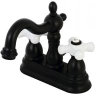Kingston Brass KB1600PX Heritage 4-Inch Centerset Bathroom Faucet with Retail Pop-Up, Matte Black