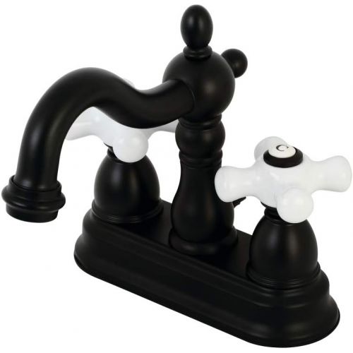  Kingston Brass KB1600PX Heritage 4-Inch Centerset Bathroom Faucet with Retail Pop-Up, Matte Black