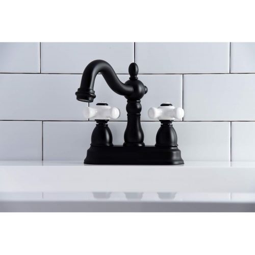  Kingston Brass KB1600PX Heritage 4-Inch Centerset Bathroom Faucet with Retail Pop-Up, Matte Black