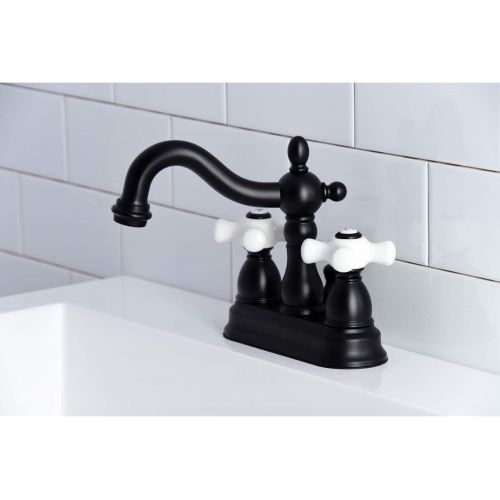  Kingston Brass KB1600PX Heritage 4-Inch Centerset Bathroom Faucet with Retail Pop-Up, Matte Black