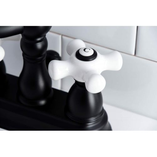  Kingston Brass KB1600PX Heritage 4-Inch Centerset Bathroom Faucet with Retail Pop-Up, Matte Black