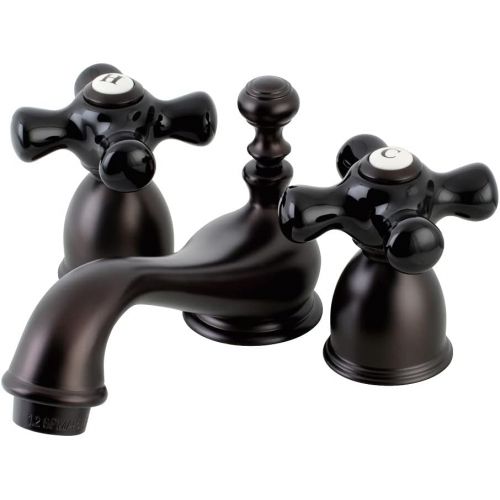  Kingston Brass KS3955PKX Restoration Onyx Mini Spread Lavatory Faucet with Cross Handle, Oil Rubbed Bronze