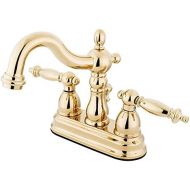 Kingston Brass KS1602TL Heritage Centerset Lavatory Faucet Pop-Up, Polished Brass