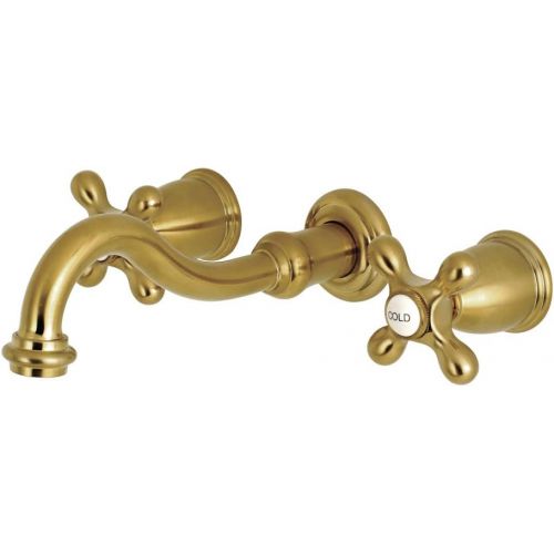  Kingston Brass KS3127AX 8-Inch Center Wall Mount Bathroom Faucet, Brushed Brass