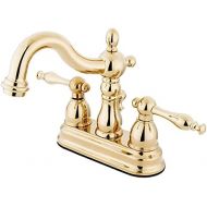 Kingston Brass KB1602NL Heritage 4-Inch Centerset Lavatory Faucet with Metal Lever Handle, Polished Brass