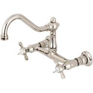 Kingston Brass KS3246BEX Essex Two-Handle Wall Mount Bridge Bathroom Faucet, Polished Nickel