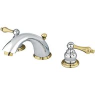 Kingston Brass KB974AL Victorian Widespread Lavatory Faucet with Metal lever handle, Polished Chrome and Polished Brass,8-Inch Adjustable Center