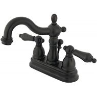 Kingston Brass KB1605ALB Heritage 4-Inch Centerset Lavatory Faucet with Lever Handle and Brass Pop-Up, Oil Rubbed Bronze