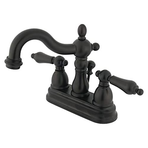  Kingston Brass KB1605ALB Heritage 4-Inch Centerset Lavatory Faucet with Lever Handle and Brass Pop-Up, Oil Rubbed Bronze