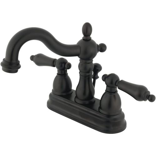  Kingston Brass KB1605ALB Heritage 4-Inch Centerset Lavatory Faucet with Lever Handle and Brass Pop-Up, Oil Rubbed Bronze