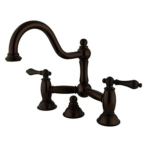  Kingston Brass KS3915AL Restoration Widespread Lavatory Faucet with Metal lever handle, Oil Rubbed Bronze