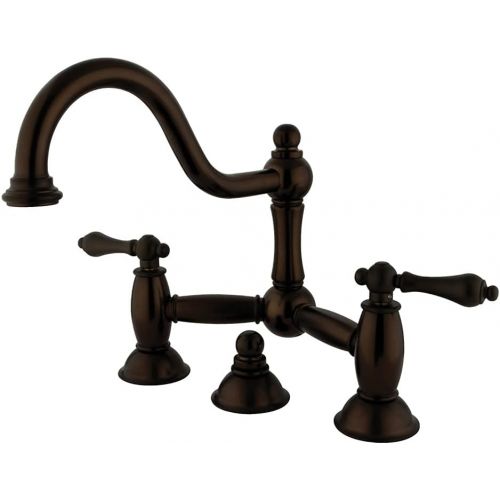  Kingston Brass KS3915AL Restoration Widespread Lavatory Faucet with Metal lever handle, Oil Rubbed Bronze