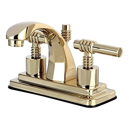  Kingston Brass KS4642ML Milano 4-Inch Centerset Lavatory Faucet with Metal lever handle, Polished Brass