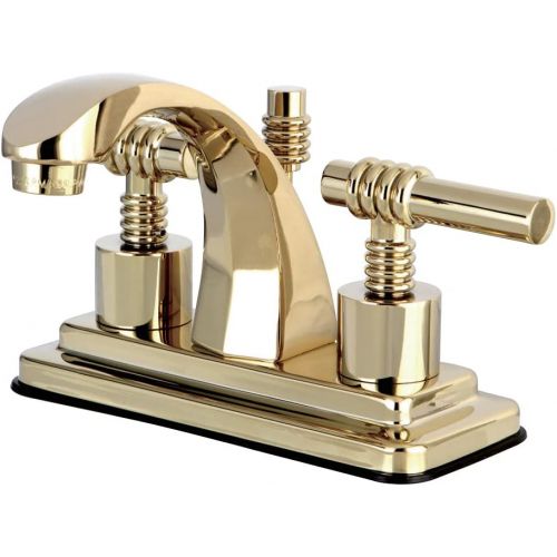 Kingston Brass KS4642ML Milano 4-Inch Centerset Lavatory Faucet with Metal lever handle, Polished Brass