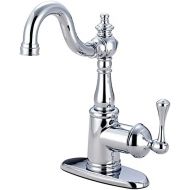Kingston Brass FSS7641BL English Vintage Single Handle Lavatory Faucet with Push Pop-Up and Plate, Polished Chrome