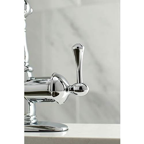  Kingston Brass FSS7641BL English Vintage Single Handle Lavatory Faucet with Push Pop-Up and Plate, Polished Chrome