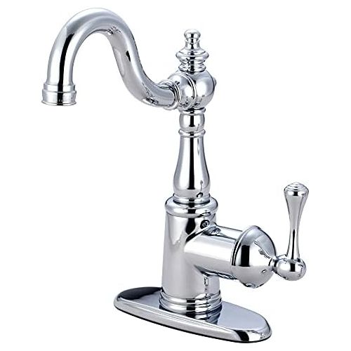  Kingston Brass FSS7641BL English Vintage Single Handle Lavatory Faucet with Push Pop-Up and Plate, Polished Chrome