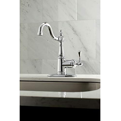  Kingston Brass FSS7641BL English Vintage Single Handle Lavatory Faucet with Push Pop-Up and Plate, Polished Chrome