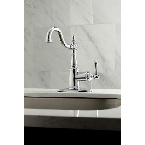  Kingston Brass FSS7641BL English Vintage Single Handle Lavatory Faucet with Push Pop-Up and Plate, Polished Chrome