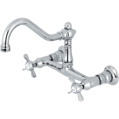  Kingston Brass KS3241BEX Essex Two-Handle Wall Mount Bridge Bathroom Faucet, Polished Chrome