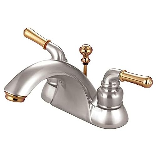  Kingston Brass KB2629 Naples 4-Inch Centerset Lavatory Faucet, Brushed Nickel and Polished Brass