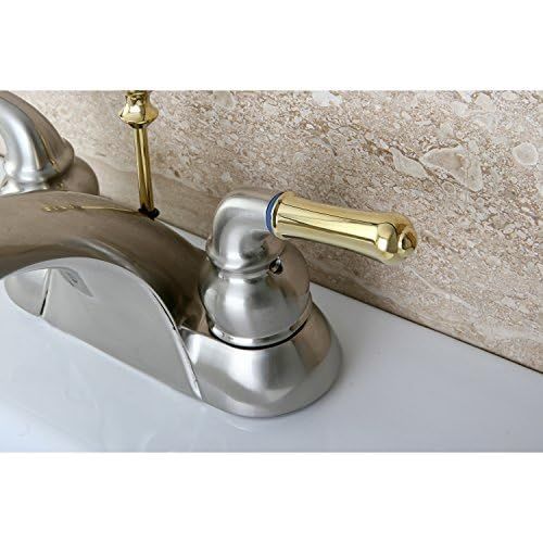  Kingston Brass KB2629 Naples 4-Inch Centerset Lavatory Faucet, Brushed Nickel and Polished Brass