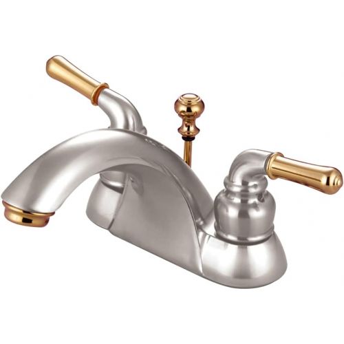  Kingston Brass KB2629 Naples 4-Inch Centerset Lavatory Faucet, Brushed Nickel and Polished Brass