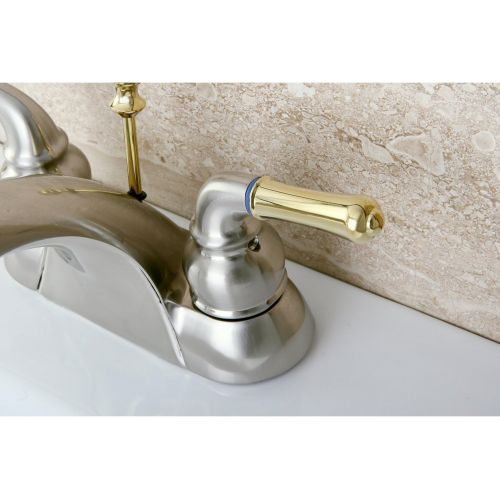  Kingston Brass KB2629 Naples 4-Inch Centerset Lavatory Faucet, Brushed Nickel and Polished Brass