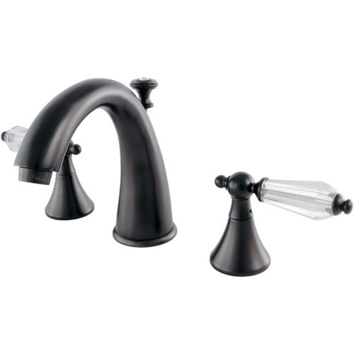  Kingston Brass KS2975WLL Wilshire Widespread Lavatory Faucet With Crystal Lever Handle, 5-1/2 in Spout Reach, Oil Rubbed Bronze