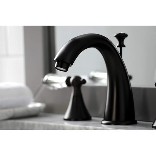  Kingston Brass KS2975WLL Wilshire Widespread Lavatory Faucet With Crystal Lever Handle, 5-1/2 in Spout Reach, Oil Rubbed Bronze