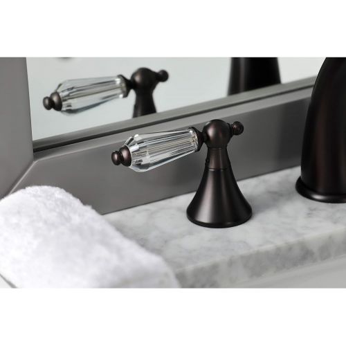  Kingston Brass KS2975WLL Wilshire Widespread Lavatory Faucet With Crystal Lever Handle, 5-1/2 in Spout Reach, Oil Rubbed Bronze