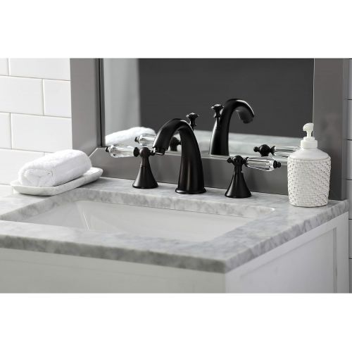  Kingston Brass KS2975WLL Wilshire Widespread Lavatory Faucet With Crystal Lever Handle, 5-1/2 in Spout Reach, Oil Rubbed Bronze