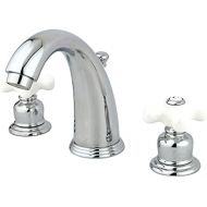 Kingston Brass KB981PX Victorian Widespread Lavatory Faucet, Porcelain Cross Handle, Polished Chrome,8-Inch Adjustable Center