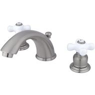 Kingston Brass KB968PX Victorian Widespread Lavatory Faucet with Porcelain Cross Handle, Brushed Nickel