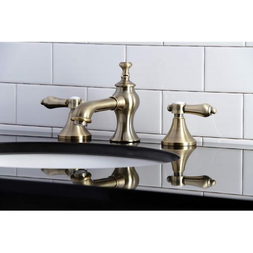  Kingston Brass KC7063BAL Heirloom 8 in. Widespread Bathroom Faucet, Antique Brass