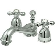 Kingston Brass KS3951AX Restoration Mini Widespread Lavatory Faucet with Metal Cross Handle, Polished Chrome