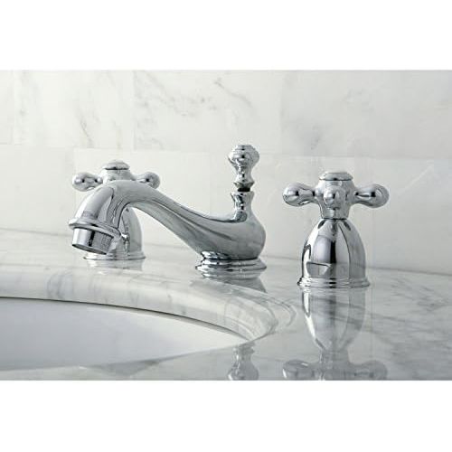  Kingston Brass KS3951AX Restoration Mini Widespread Lavatory Faucet with Metal Cross Handle, Polished Chrome